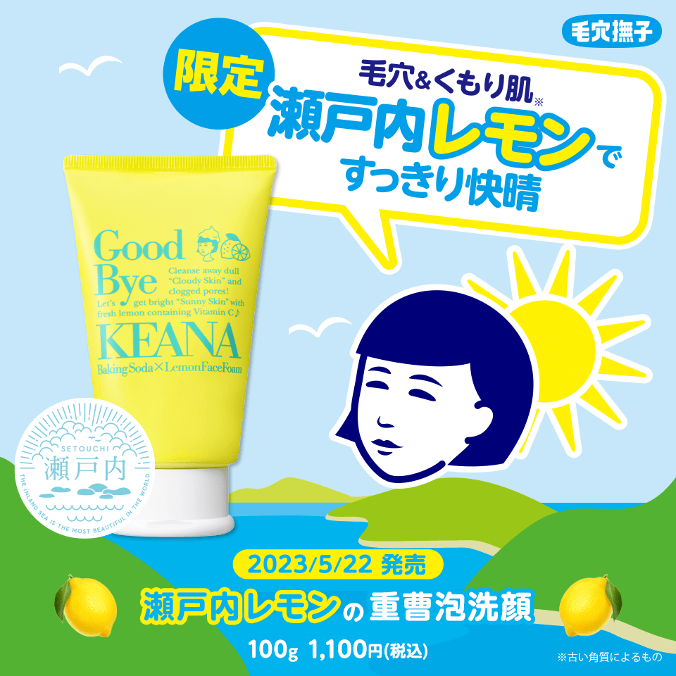 毛穴＆くもり肌に！「毛穴撫子　瀬戸内レモンの重曹泡洗顔」2023/5/22より数量限定発売