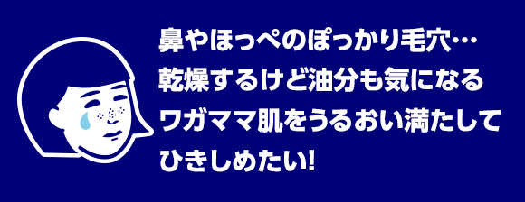 鼻やほっぺのぽっかり毛穴…乾燥するけど油分も気になるワガママ肌をうるおい満たしてひきしめたい！