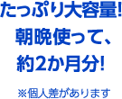 たっぷり大容量！朝晩使って、約2か月分！　※個人差があります