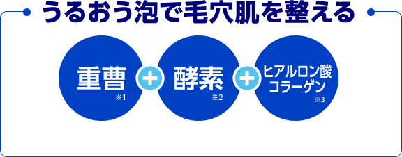 うるおう泡で毛穴肌を整える 重曹※2+酵素※1+ヒアルロン酸コラーゲン※3