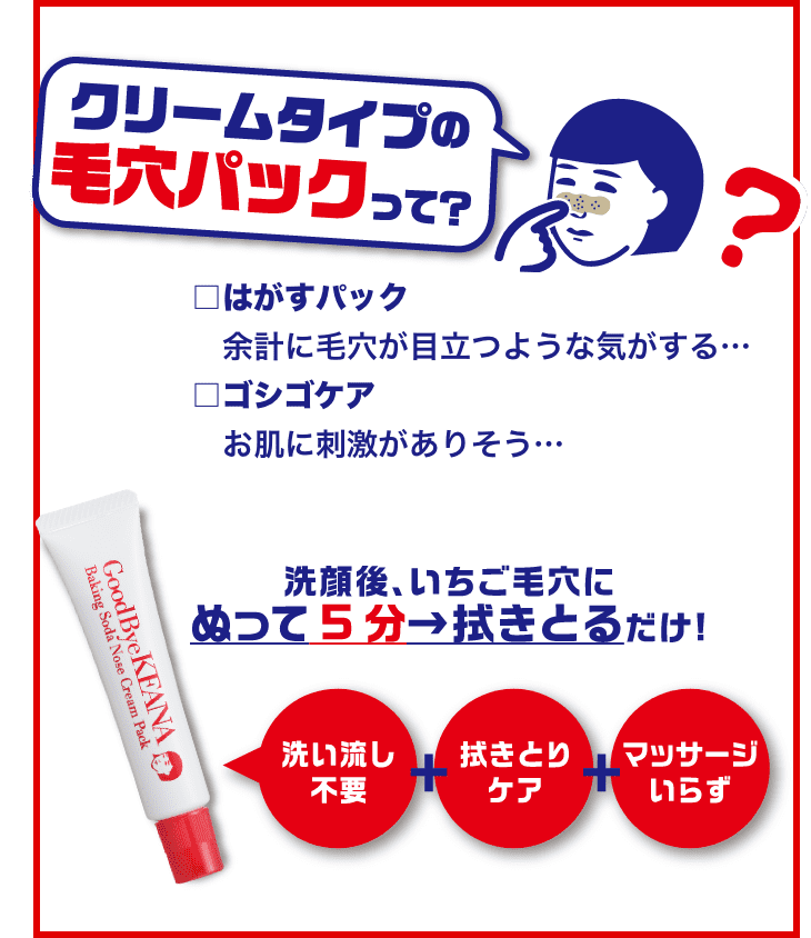 クリームタイプの毛穴パックは洗顔後、いちご毛穴に塗って5分。そのあと拭き取るだけ！