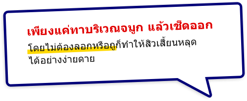 เพียงแค่ทาบริเวณจมูก แล้วเช็ดออก โดยไม่ต้องลอกหรือถูก็ทำให้สิวเสี้ยนหลุดได้อย่างง่ายดาย