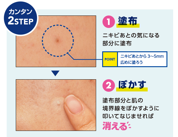 カンタン2STEP　①塗布　②ぼかす