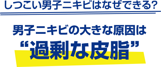 しつこい男子ニキビはなぜできる？　男子ニキビの大きな原因は“過剰な皮脂”