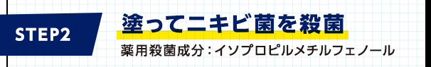 塗ってニキビ菌を殺菌　薬用殺菌成分：イソプロピルメチルフェノール