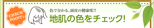 CHECKPOINT1　色で分かる、頭皮の健康度!!　地肌の色をチェック！