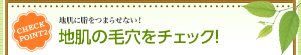 CHECKPOINT2　地肌に脂をつまらせない！　地肌の毛穴をチェック！