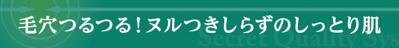 毛穴つるつる!ヌルつきしらずのしっとり肌