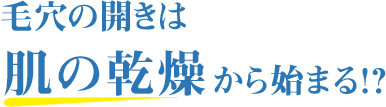 毛穴の開きは肌の乾燥から始まる!?
