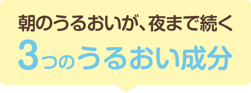 朝のうるおいが、夜まで続く3つのうるおい成分