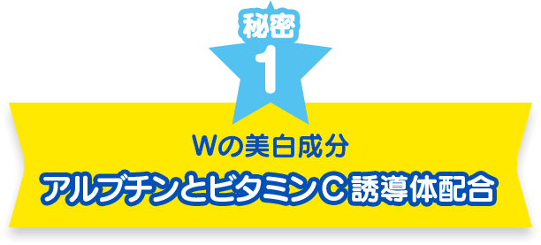 秘密１　Wの美白成分　アルブチンとビタミンC誘導体配合