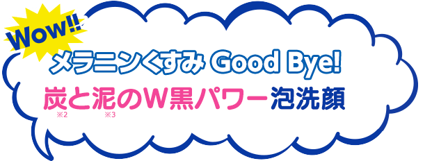 Wow!! メラニンくすみGood Bye! 炭(※2)と泥(※3)のW黒パワー泡洗顔