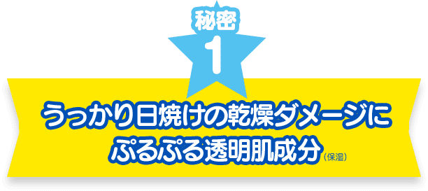 秘密1　うっかり日焼けの乾燥ダメージにぷるぷる透明肌成分