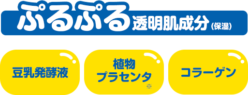 ぷるぷる透明肌成分(保湿)　豆乳発酵液　植物プラセンタ※ コラーゲン
